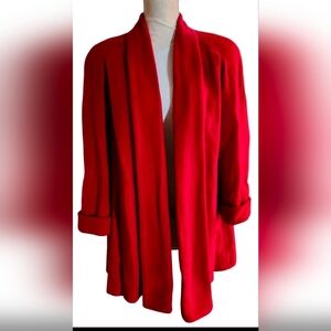 Vintage 80s Spiegel Red Wool Wrap Coat Jacket Lined Size 2P Retro Above The Knee